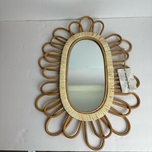 Tommy Bahama Wicker Oval Mirror Bohemian Boho NEW tan beach hippie decor floral